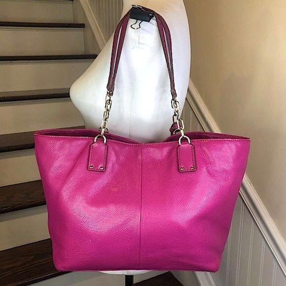 TORY BURCH Fuchsia Leather Bag With Embroidered Shoulder Straps Leather Tassels - Picture 3 of 17